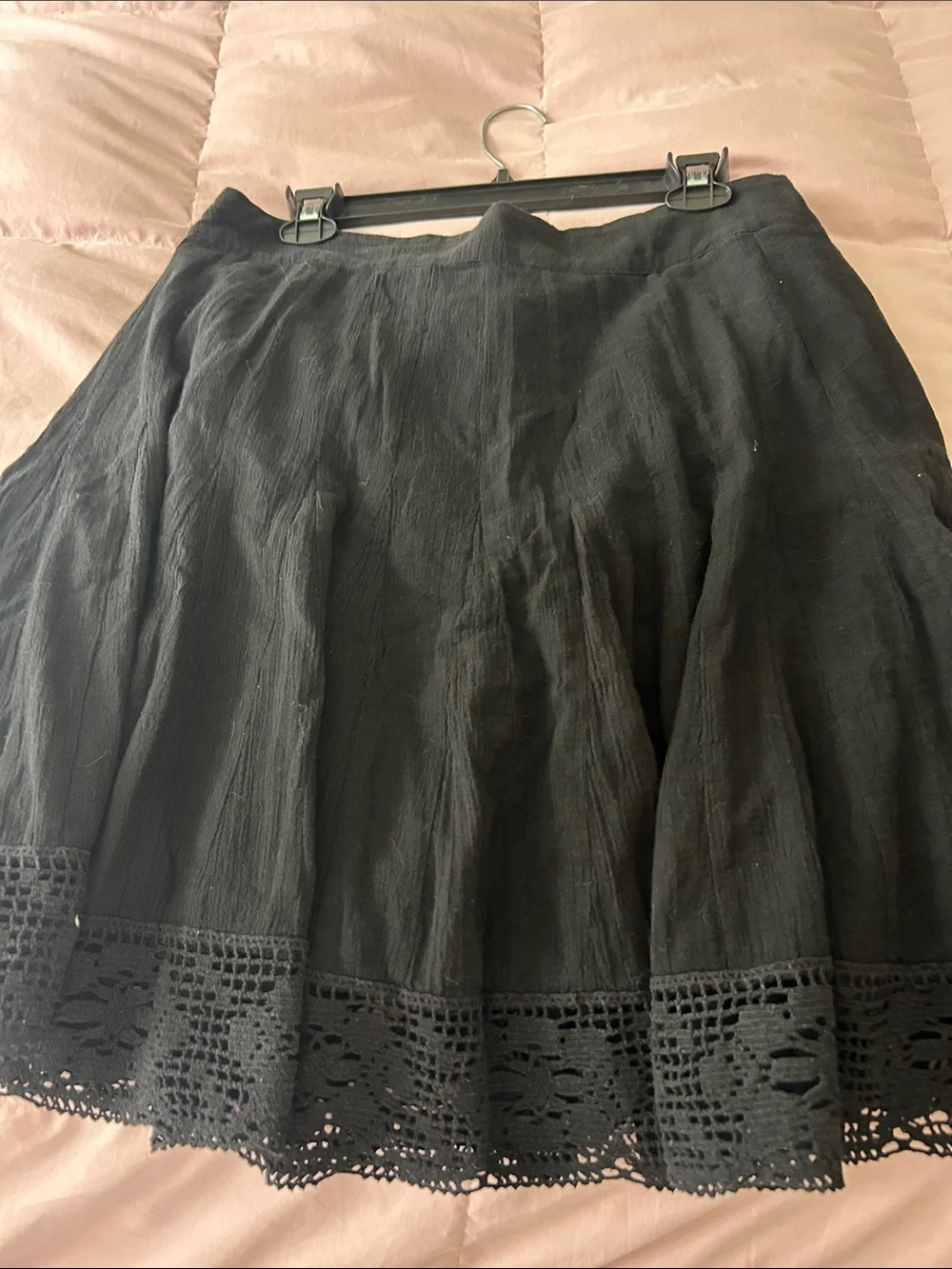 Christina Black Crochet-Hem Circle Skirt